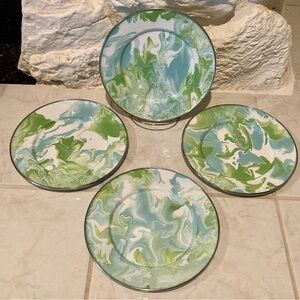 NWT Golden Rabbit 4 sandwich/salad plates 8.5” in “Modern Monet” collection
